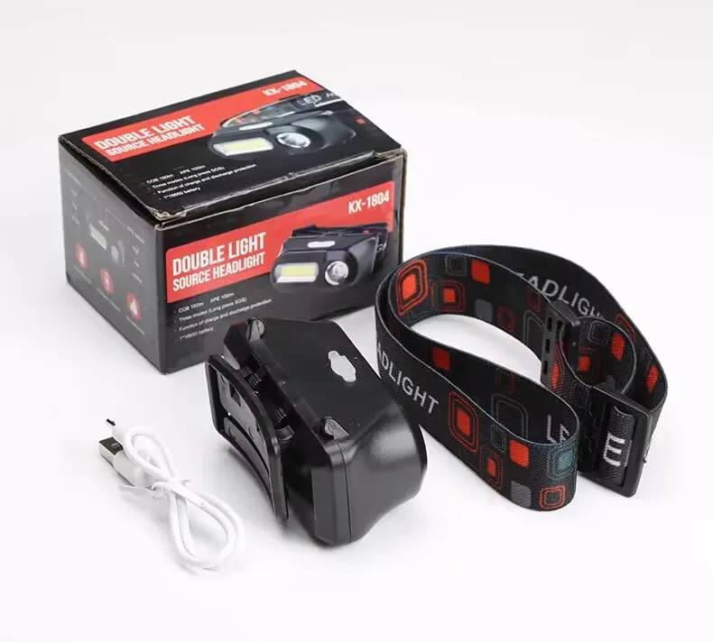 Outdoor Emergency Flashlight with Battery USB Charging Headlight