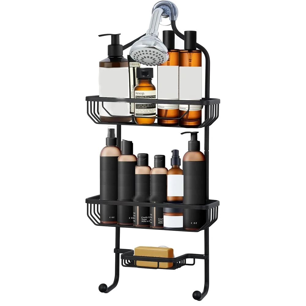 Metal Wire 3 Tier Hanging Storage Bathroom Shelf Rack Organizer Accessories Black Aluminum Shower Caddy