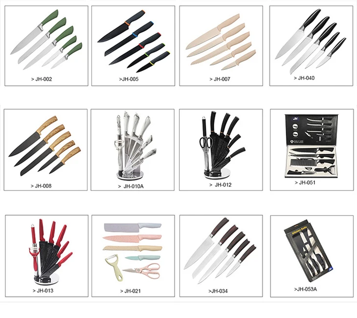 6pcs golden kitchen knife