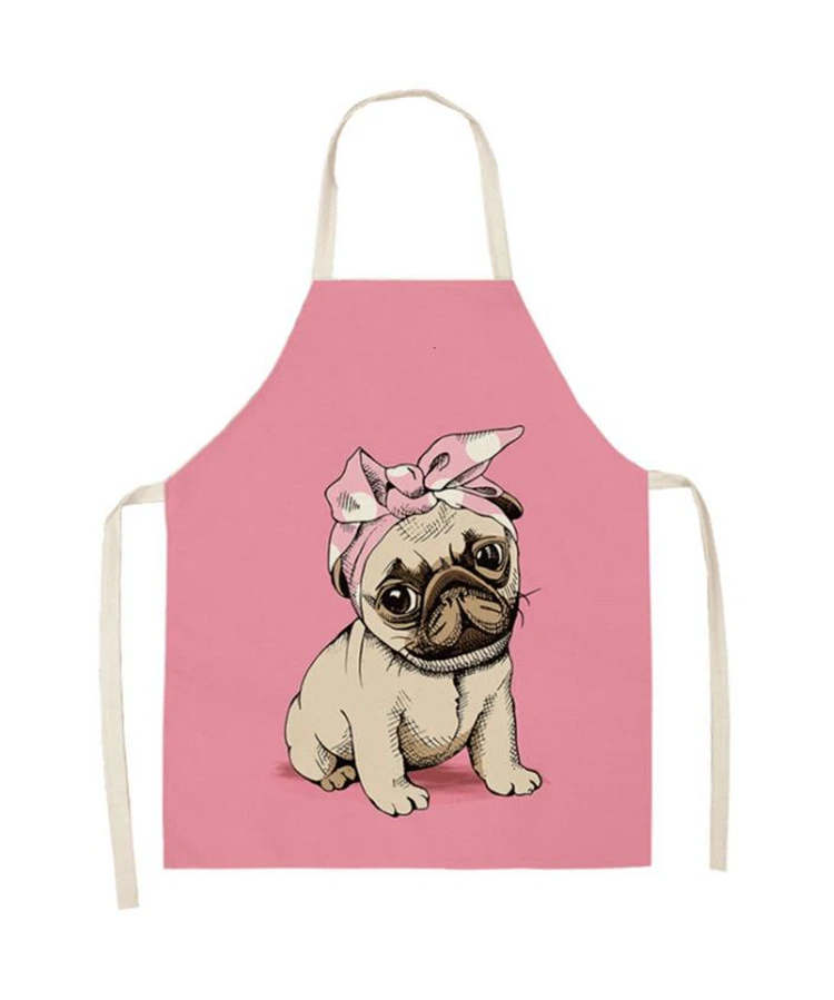 Cute pug pattern linen apron
