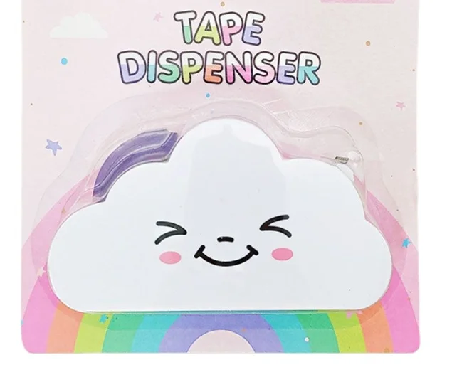 Adhesive tape dispenser cute kawaii rainbow  suit for Home School Office multi purpose crafting gift wrapping