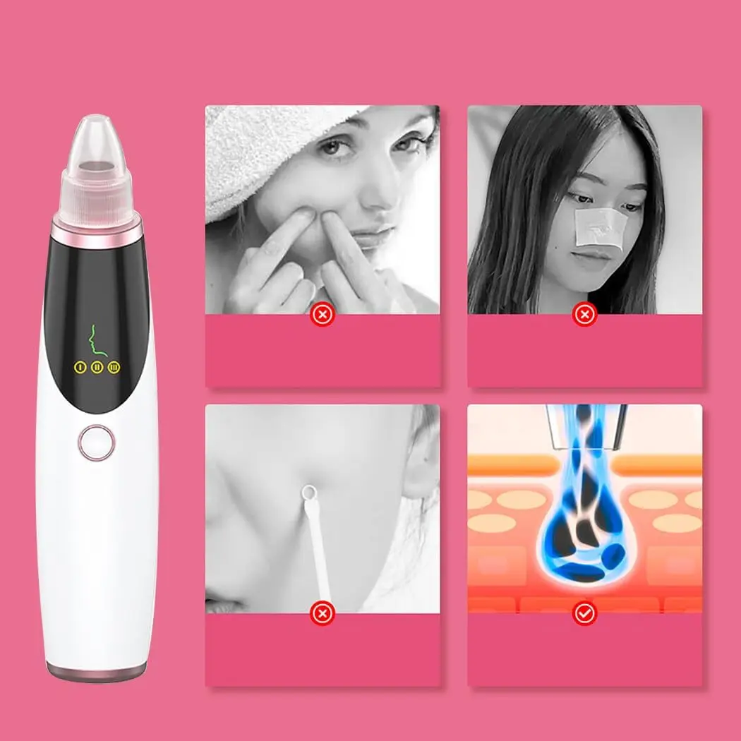 Professional Electric Vacuum Blackhead Remover Machine LCD Display Pore Cleaner Tool Effectively Remove Blackhead Grease Pimple