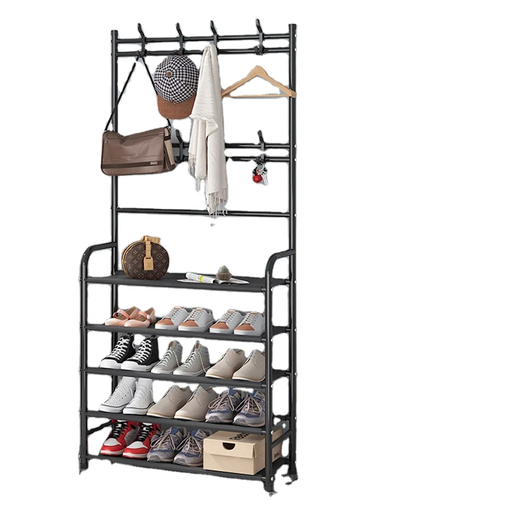 Simple floor clothes shoe rack integrated household shoes hat rack bedroom living room clothes rack