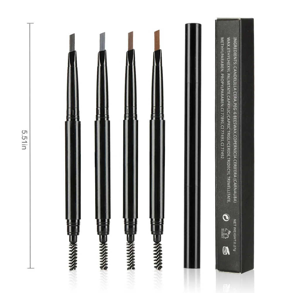 Wholesale Long Lasting Dark Brown Precision Permanent Waterproof Skinny Brow Pencil Private Label Retractable Eyebrow Pencil
