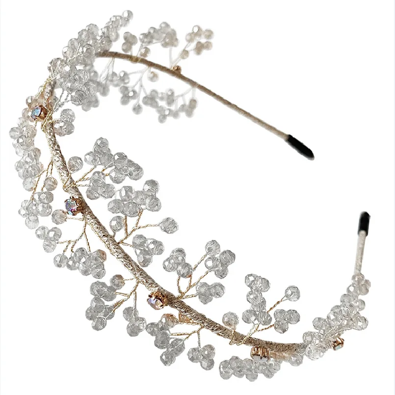 Bridal hair accessories Luxury Elegant Headband Crystal beads handmade Tiara Wedding Hair Accessories
