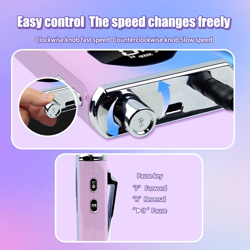 2023 Pink Gradient 40000 RPM Charging Beauty Removal Personal Polishing Nails Drill Machine Nail Drill Set by Danse