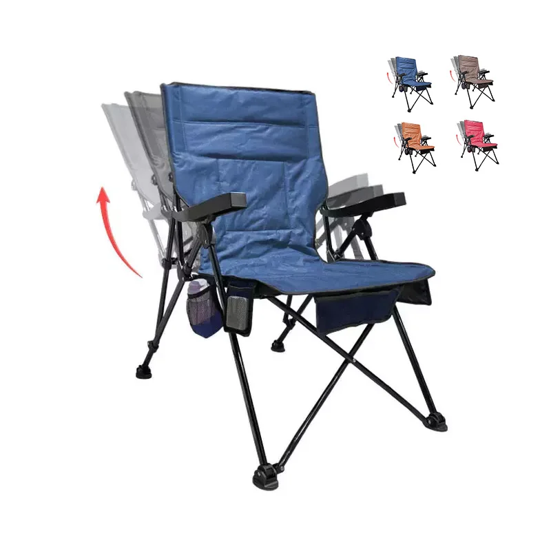 Folding Adjustable Backrest PIcnic Lawn Lounger Oversized Beach Camp Portable Chair With Armrest