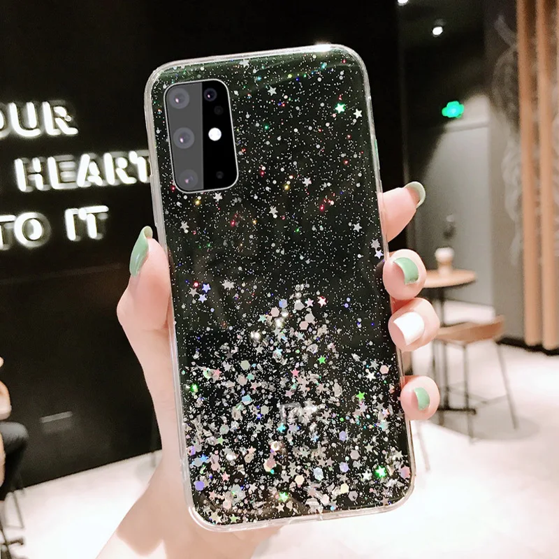 Блестящий милый женский Мягкий ТПУ Тонкий чехол для телефона Samsung S21 блестящий мобильного Galaxy S20 Ultra Note10 S22
