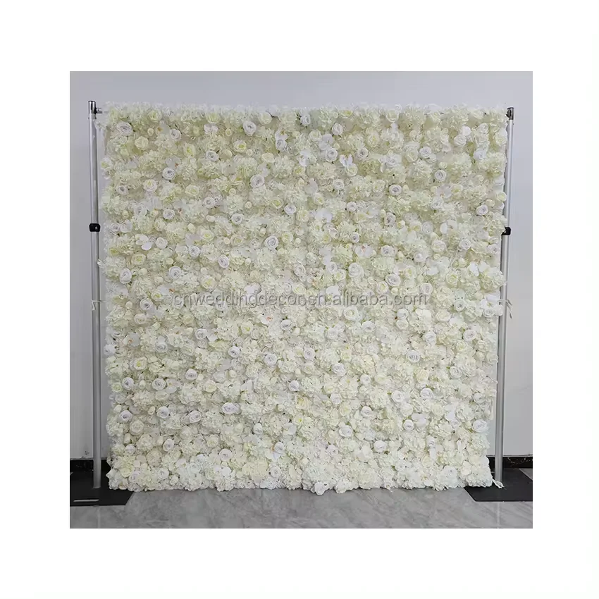 White Background Flower Wall Ivory Hydrangea Rose Background Wall Simulation Flower Background for Wedding Decoration