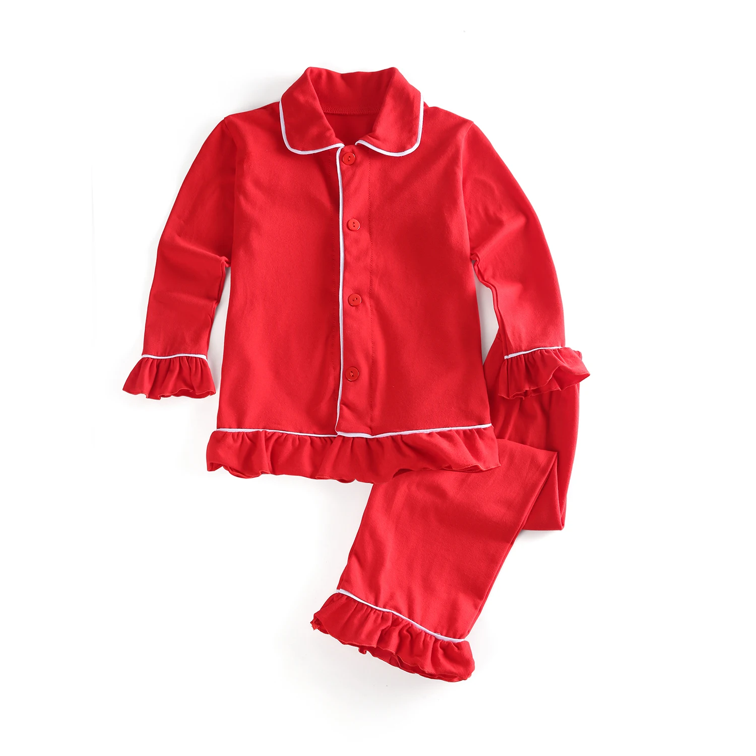 RTS Red Girls Christmas Sleepwear Family Matching Pajamas Sibling Homer Wear Kids Pyjamas Sets