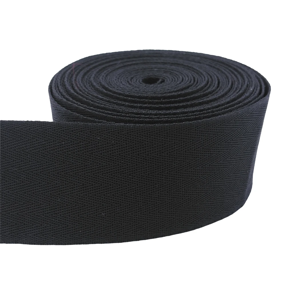 Hot sales textile accessories 38 mm black herringbone ribbon thin white polyester herringbone webbing