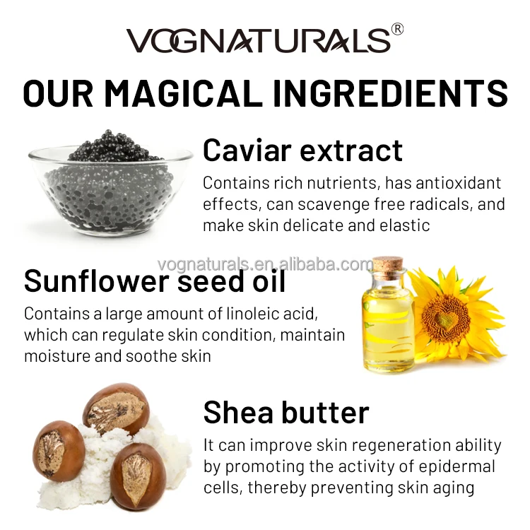 Private Label OEM Anti Aging Moisturizer Vitamin E Collagen Day and Night Caviar Face Cream