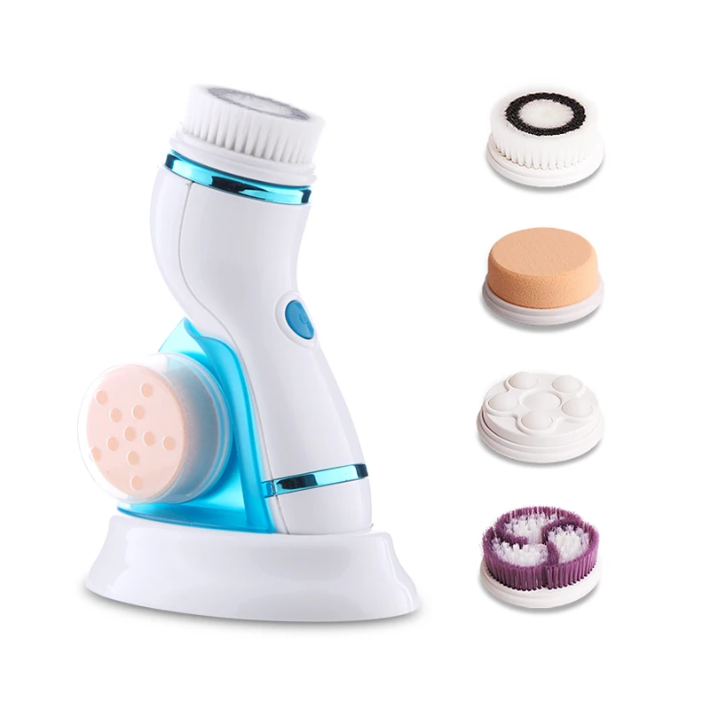 Skin Care Beauty Massage Silicone Electric Cleanser Facial Brush Set 4in1 Facial Cleansing Brush
