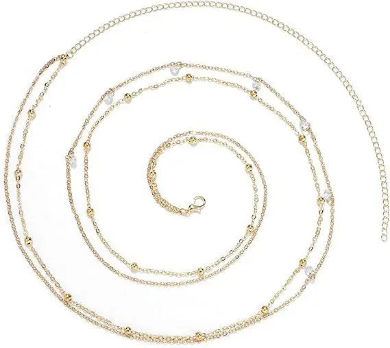 Statement Beaded Waist Chain Bohemian Style Gold Crystal Belly Chain Beach Body Jewelry Accessories Waist Jewelry