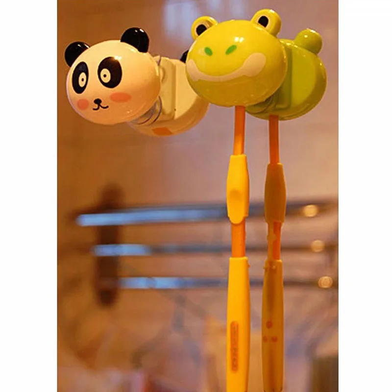 Wall Hanging Wall-mounted Funny Round Cute Suction Cap Animal Covered Plastic Sucker Toothbrush Holder
