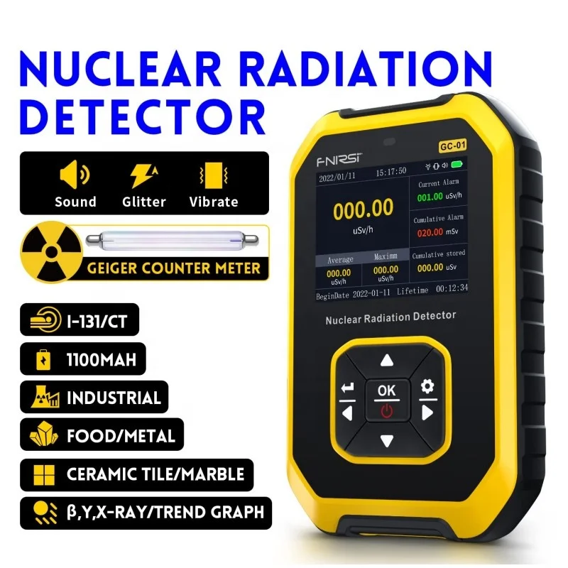Counter Nuclear Radiation Detector Radiation Dosimeter with LCD Display Portable Handheld Beta Gamma X-ray Rechargeable