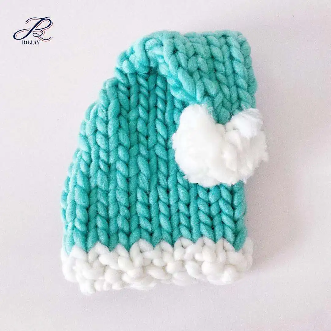 Вязаная шапка Санты ручной вязки Уникальный рождественский подарок чулки Праздничная Рождественская Пушистая Шапка