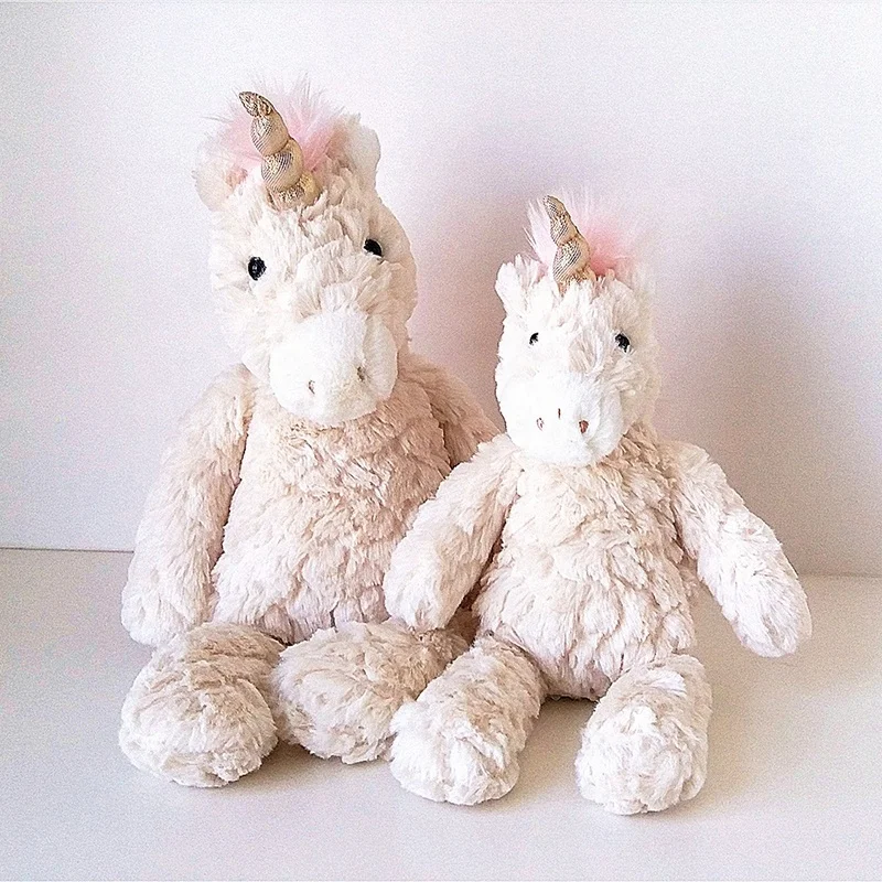 
2020 New arrival white horse with horns soft unicorn stuffed baby plush toys 
