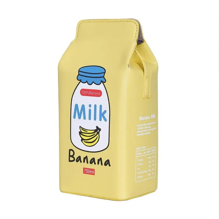 Female Drink Box Bag Women Shoulder Bags Lovely Milk Cartoon Printing Cute Pink Purse Funny Bag