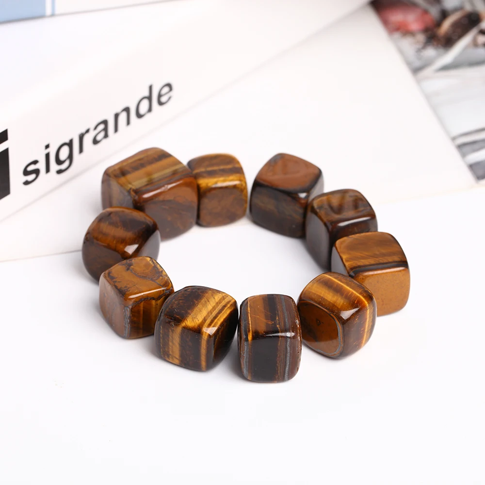 Natural Quartz Yellow Tiger Eye Stone Cube Crystal Healing Crystal Chakra Reiki Polished Mineral Aqua Jewelry Collection Gift