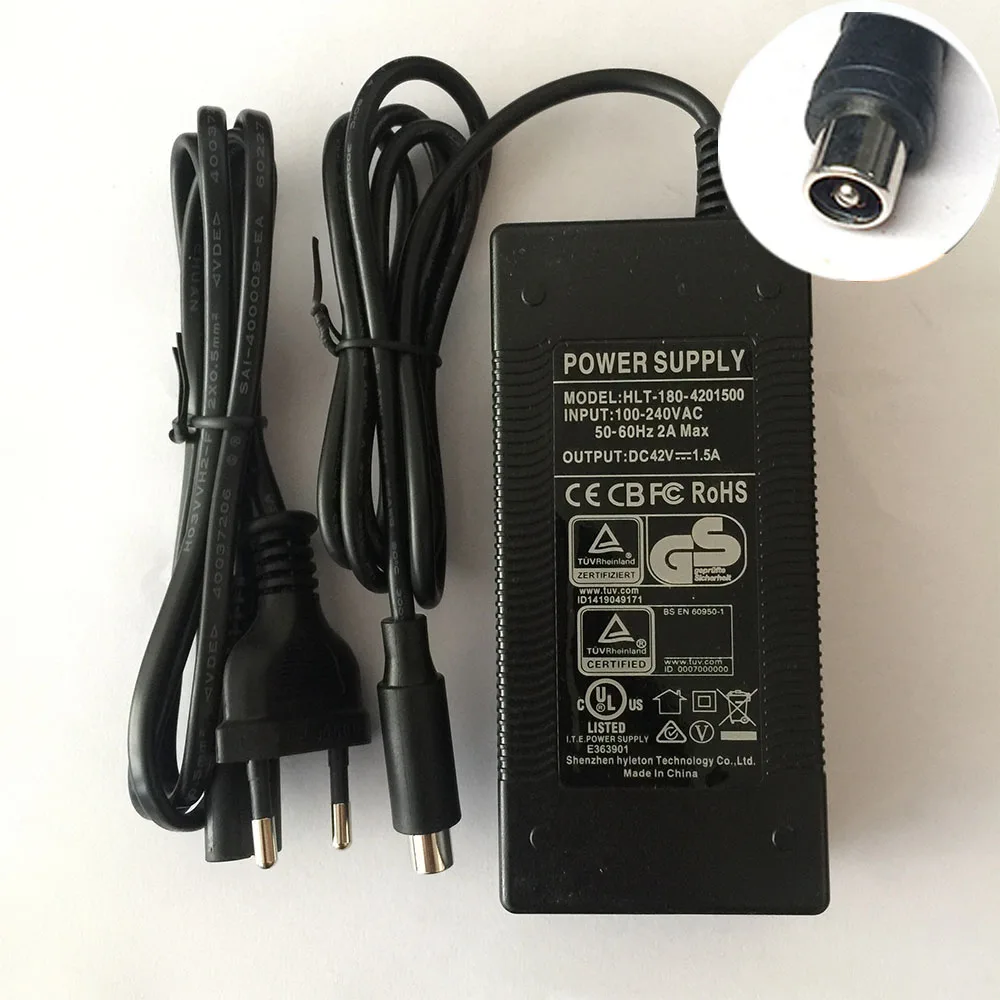 Electric Scooter Bike Charger 42V 1.5A Lithium Battery Charger for 36v Xiaomi scooter Parts Power Adapters