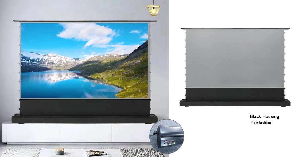 Моторизованный напольный ARL-экран 16:9 4K UHD 92 дюйма для лазерного проектора UST ультракороткий экран кино