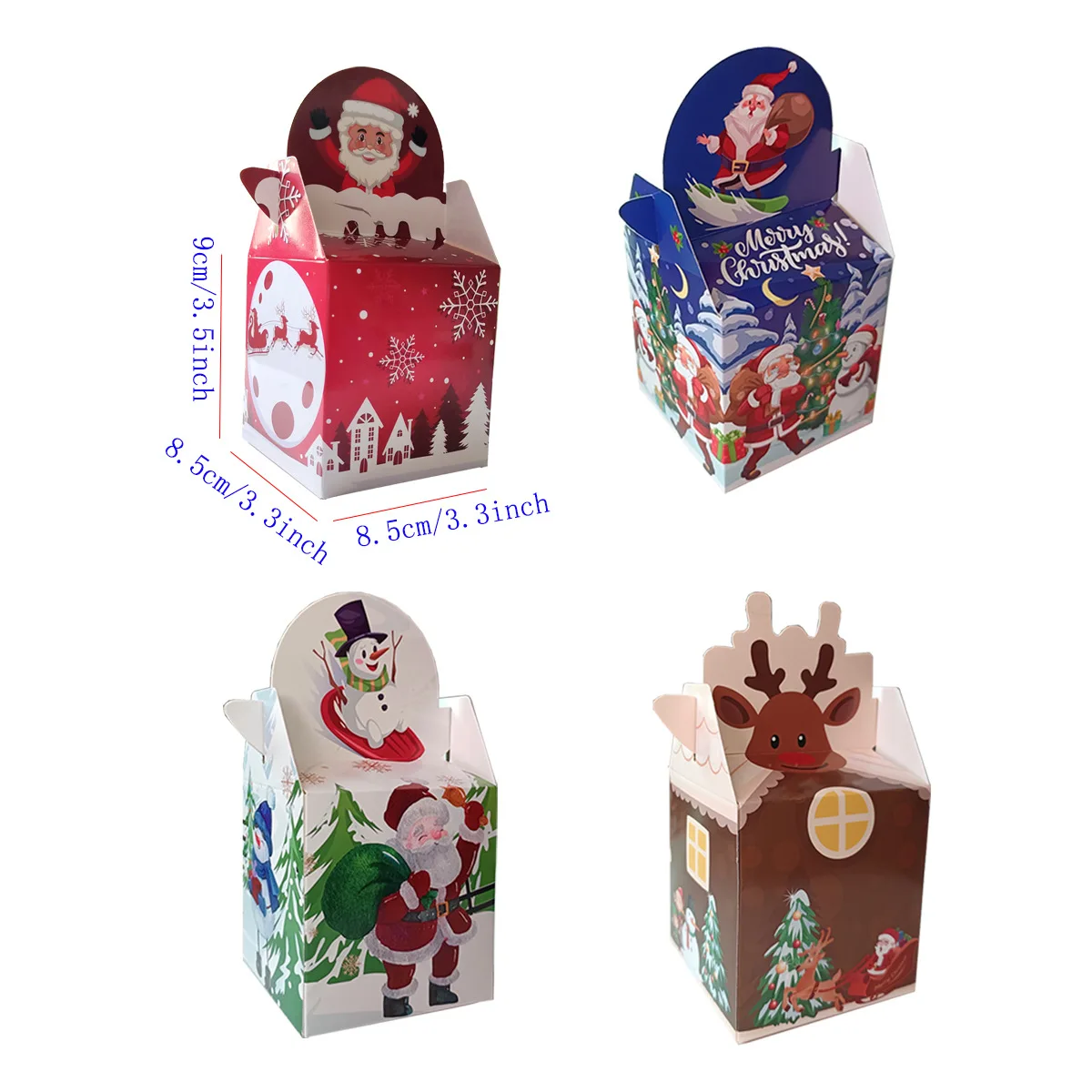 Personalised Classic Santa Watercolour Christmas Packaging Present Treat Party Decoration Paper Box