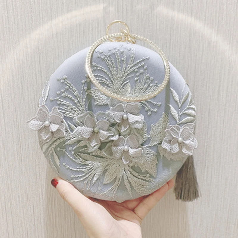 Sweet Lace Round Handbags High Quality PU Leather Women Crossbody Bags Female Small Fresh Flower Chain Shoulder