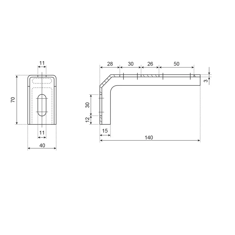 
SS BRACKET N802A WITHOUT KNOB LIP L SHAPE PARTS STAINLESS STEEL AISI304 for conveyor 