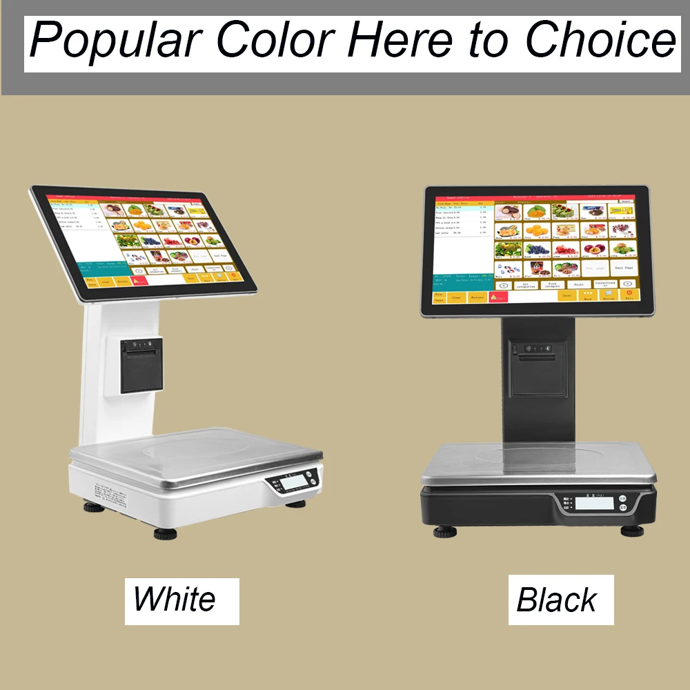 15.6 inch Dual Touch Screen POS System weighing Scale PC Scale All In One POS Scale with Printer