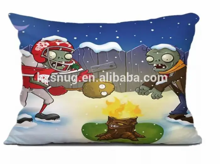 Christmas wholesale travel gift decorative Plants vs Zombies pillow case filling shredded memory foam pillow as christmas gift