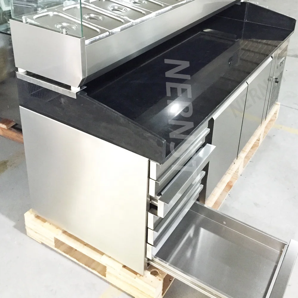 Hot Sales Wholesale 3 Doors Stainless Steel Refrigerated Pizza Work Table Commercial Counter Pizza Prep Table Refrigerator