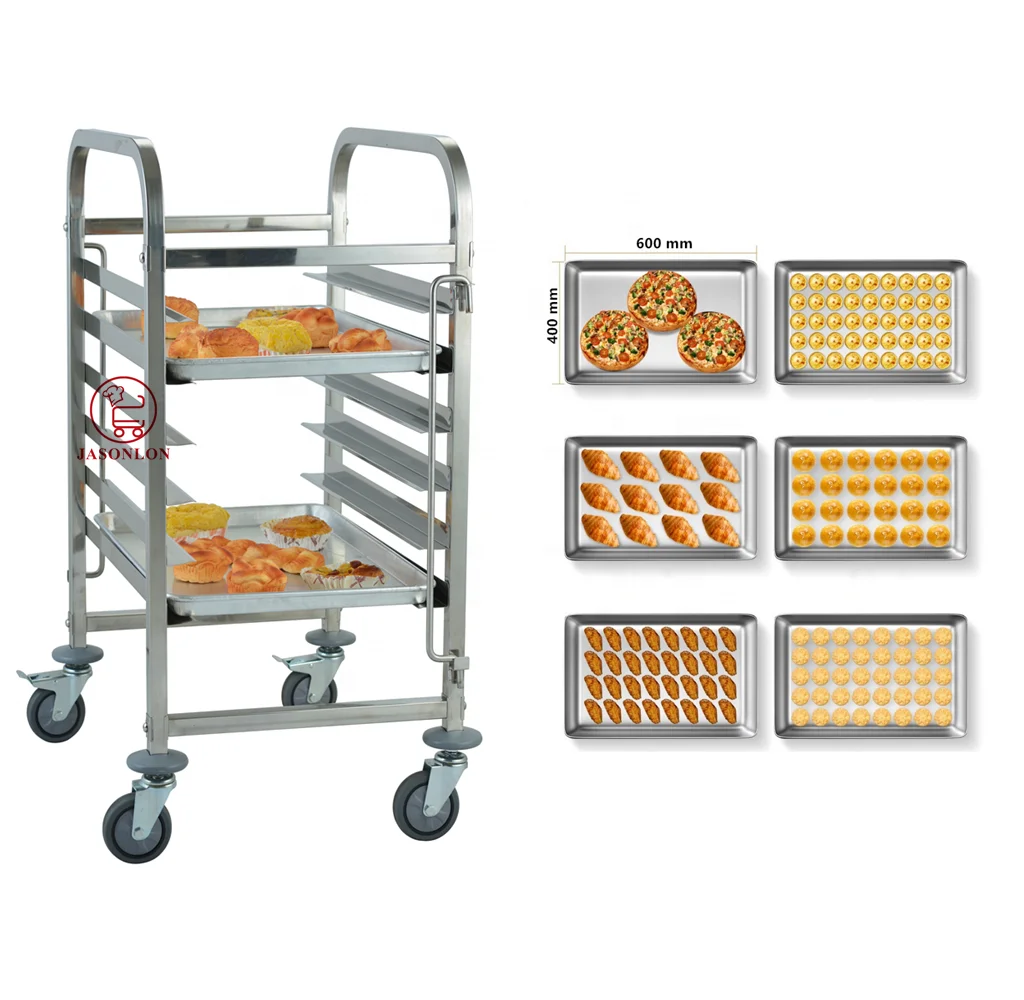 Stainless Steel Rack Trolley Aluminium Baking tray Pans trolley & GN Pan 15/16 Layers Double lines bakery tray rack trolley