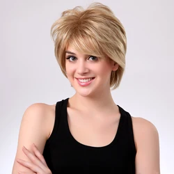 BVR short light blonde color synthetic hair fringes cheap price synthetic hair wigs