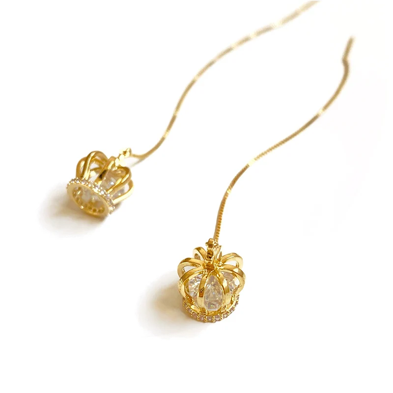 ED63109 Wholesale 2022 new exquisite ear wire silver needle crown zircon earrings 14K Gold Plated Women Jewelry
