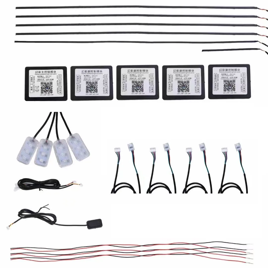 14 in 1 Symphony car Ambient lights RGB guide optic car decoration APP Voice Control light Interior Decorative Atmosphere Strip