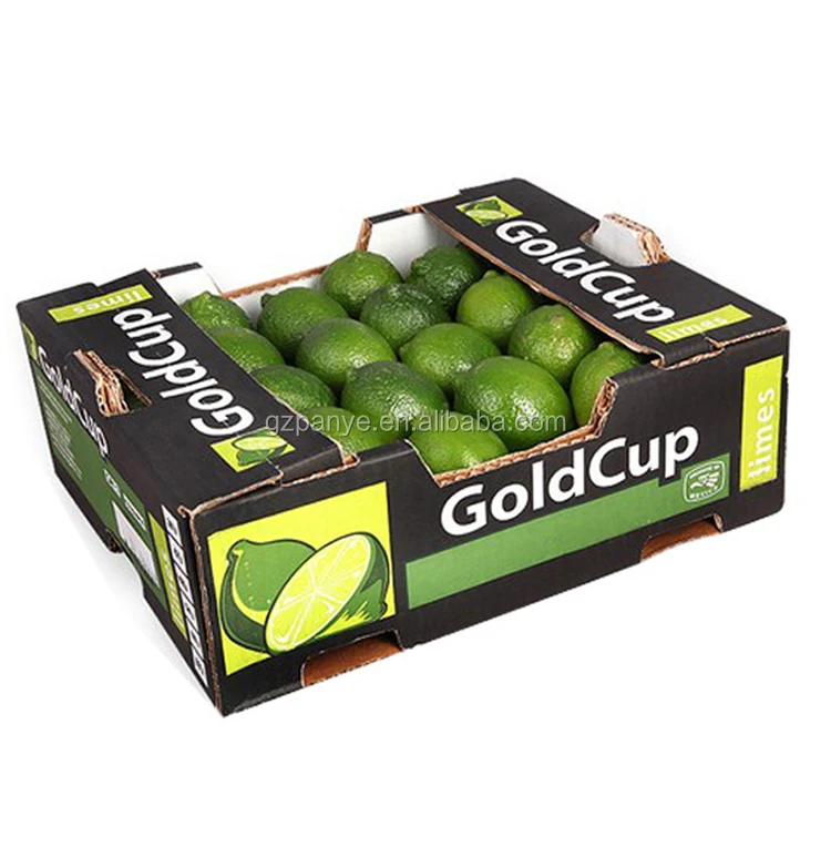 
Wholesale 4C Printing Ink Banana Oriange Fruit Corrugated Carrying Carton Box with Die Cut Handle 