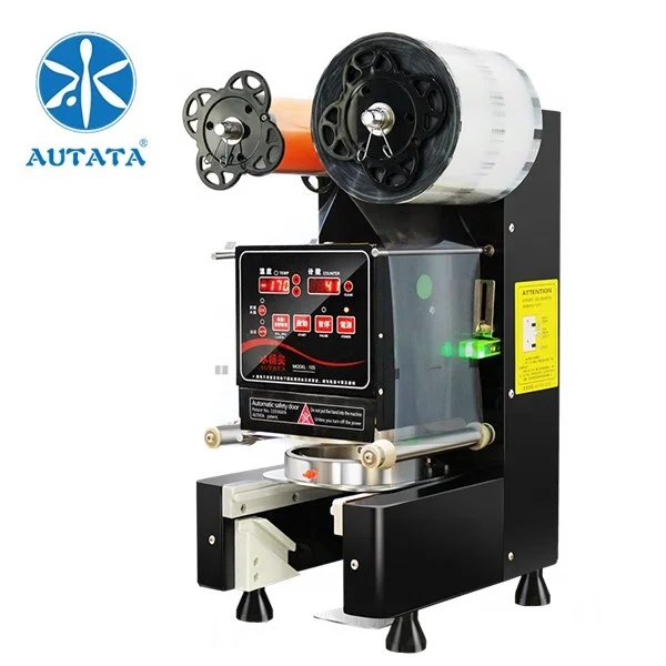Wholesale Customizable AUTATA 120W Beverage Plastic Paper Cup Sealing Machine ATT-105 For Coffee Soya Bean Milk Food Equipment
