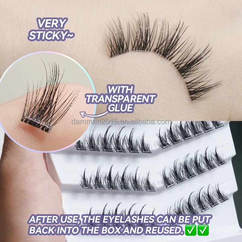 DAMMAN Self Adhesive DIY Eyelash Waterproof Sweatproof Natural Lashes With Tweezers Wholesale