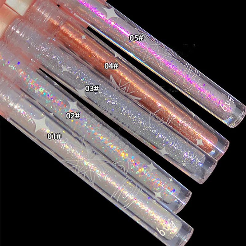 High Quality Beauty Supplies Customize Packaging Pigmented 5 Colors Glitter Shimmer Liquid Eye Shadow Glitter Single Eyeshadow