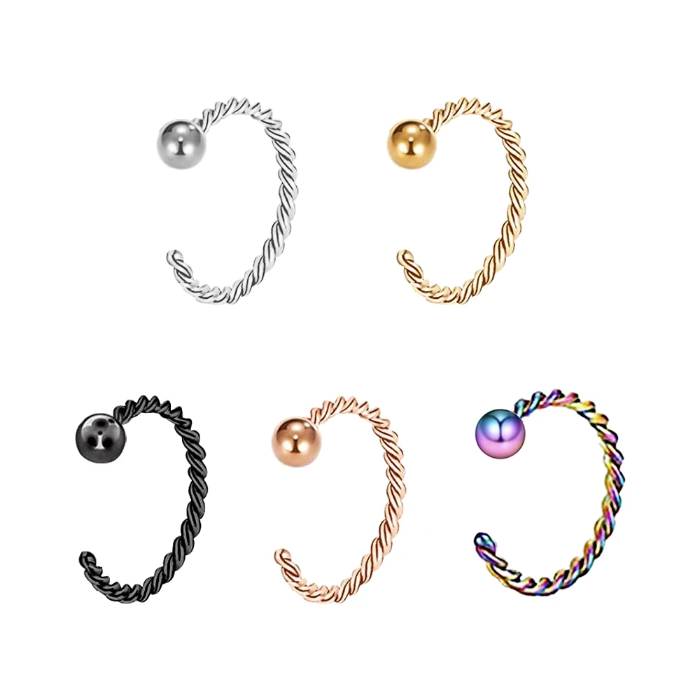 Tarnish Free Nose Piercing Jewelry Special Twist Hoop Nose Ring Stainless Steel Nose Ring For Women Men
