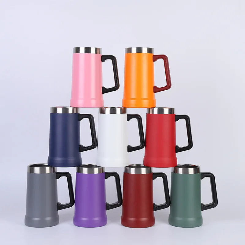 23oz Double Walled Stainless Steel Vacuum Insulated Metal German Beer Mug Travel Lids Sublimation Beer Mug