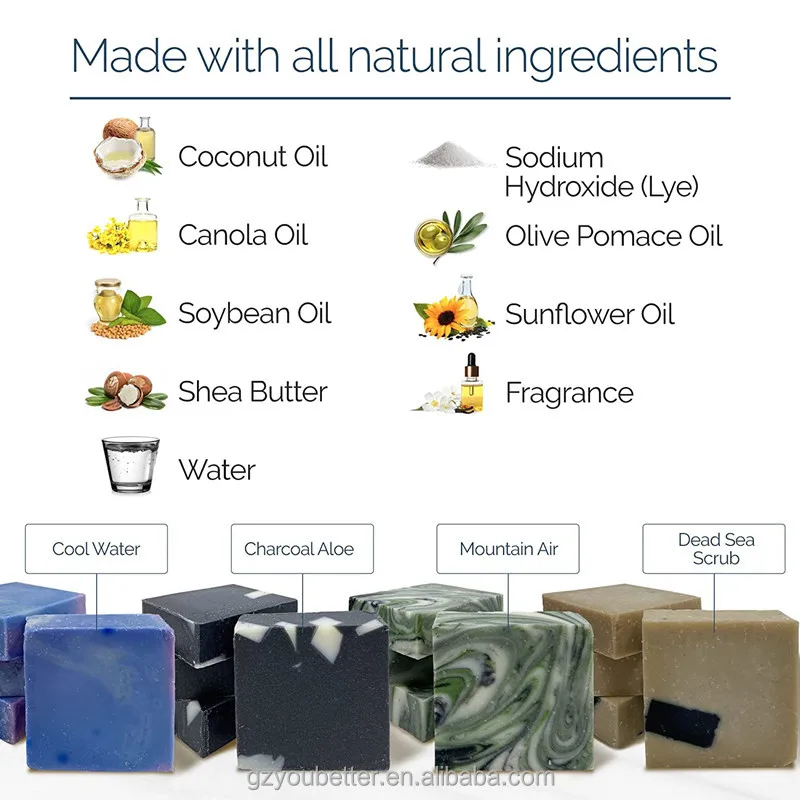 Soap Bar  Body Soap Gift Sets for Men Handmade Organic Bar Soap Box Exfoliating Natural Man