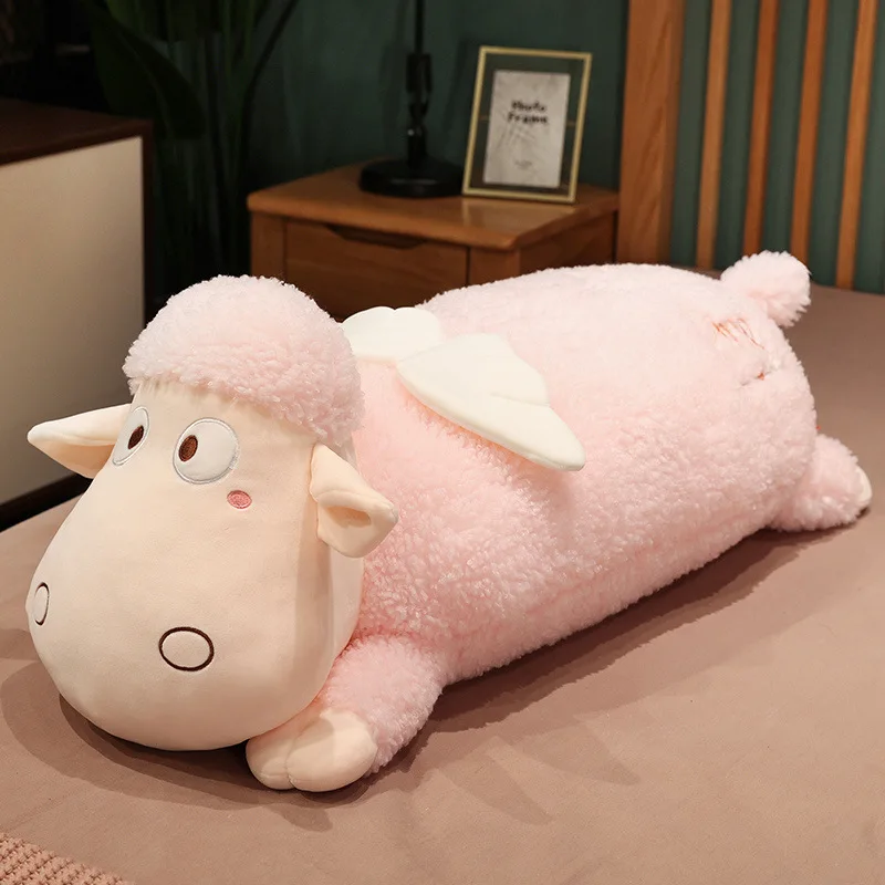 Cartoon Angel Sheep Custom Doll Winged Angel Sheep Doll Plush Toy Soft Lamb Fleece Lying Sheep Sleeping Pillow For Kid Gift