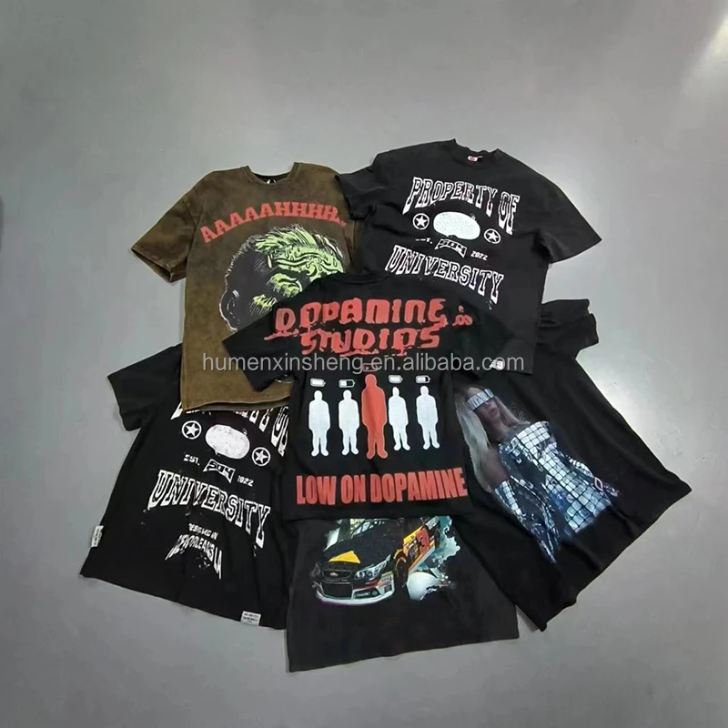 OEM Custom printing logo streetwear oversized plus size mens graphic hip hop t shirts heavy t shirt men