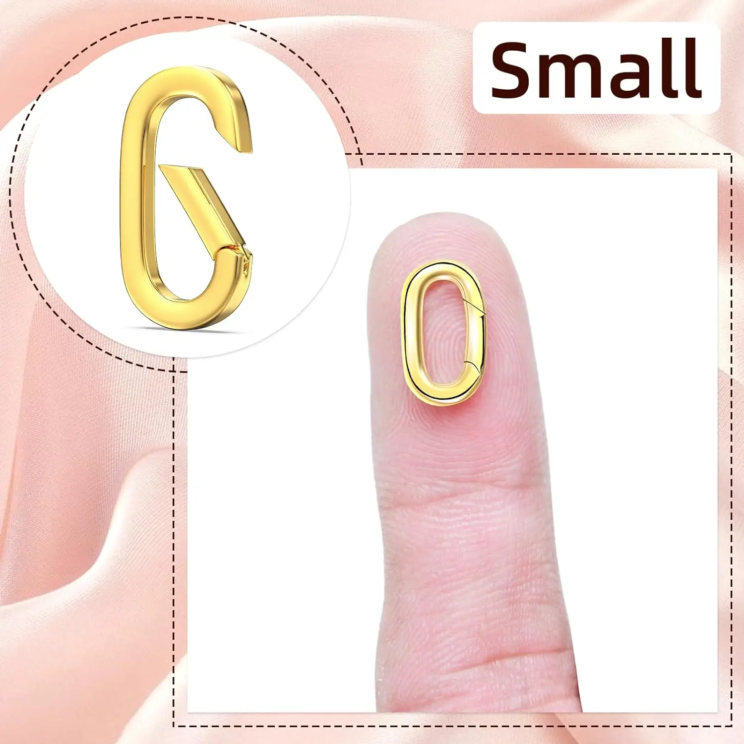 18K Gold Filled Oval Clasp Carabiner Necklace Clasps and Closures Spring Ring Clasp Pearl Necklace Enhancer Connector,TLX0155
