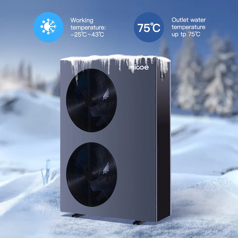 Micoe OEM R290 DC Inverter Air To Water Heating Cooling Heat Pump Water Heater High Efficiency for House Use Commercial Hotel