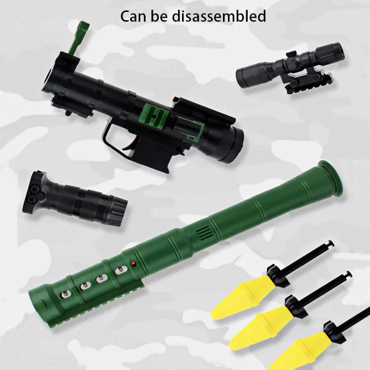Kids interactive outdoor toys pretend military rocket launcher soft bullet gun with lights and sounds
