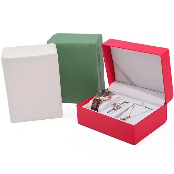 Custom logo Luxury Packaging Watch case Display Pu Leather Colored Wooden Watch Gift Box Travel Watch Box