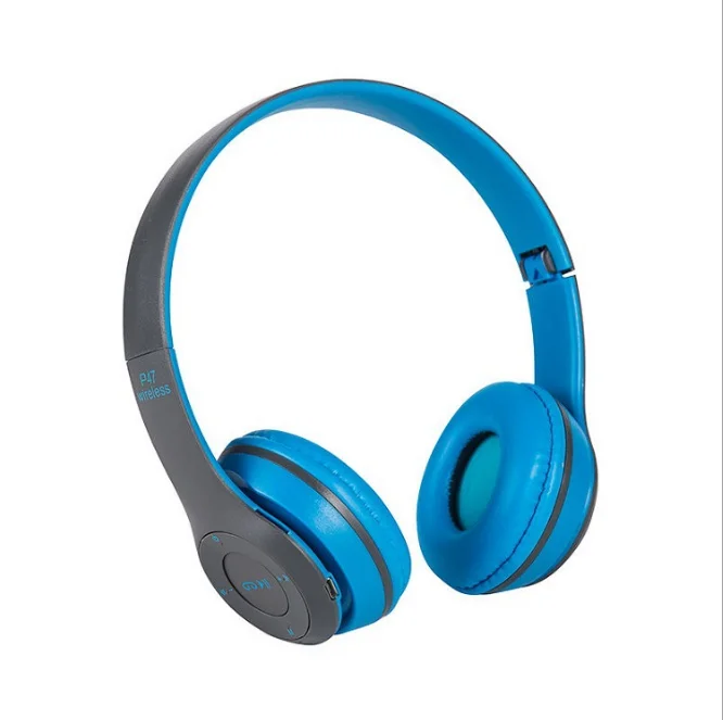 Factory Price P47 Wireless Headset Lightweight Foldable with Mic 3.5mm  Game  Wired  Blue Tooth Earphone Computer Receiver Hi-Fi